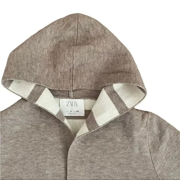 Zara Girls Hooded Open Cardigan Tan Lightweight SZ 6 - Picture 2 of 10